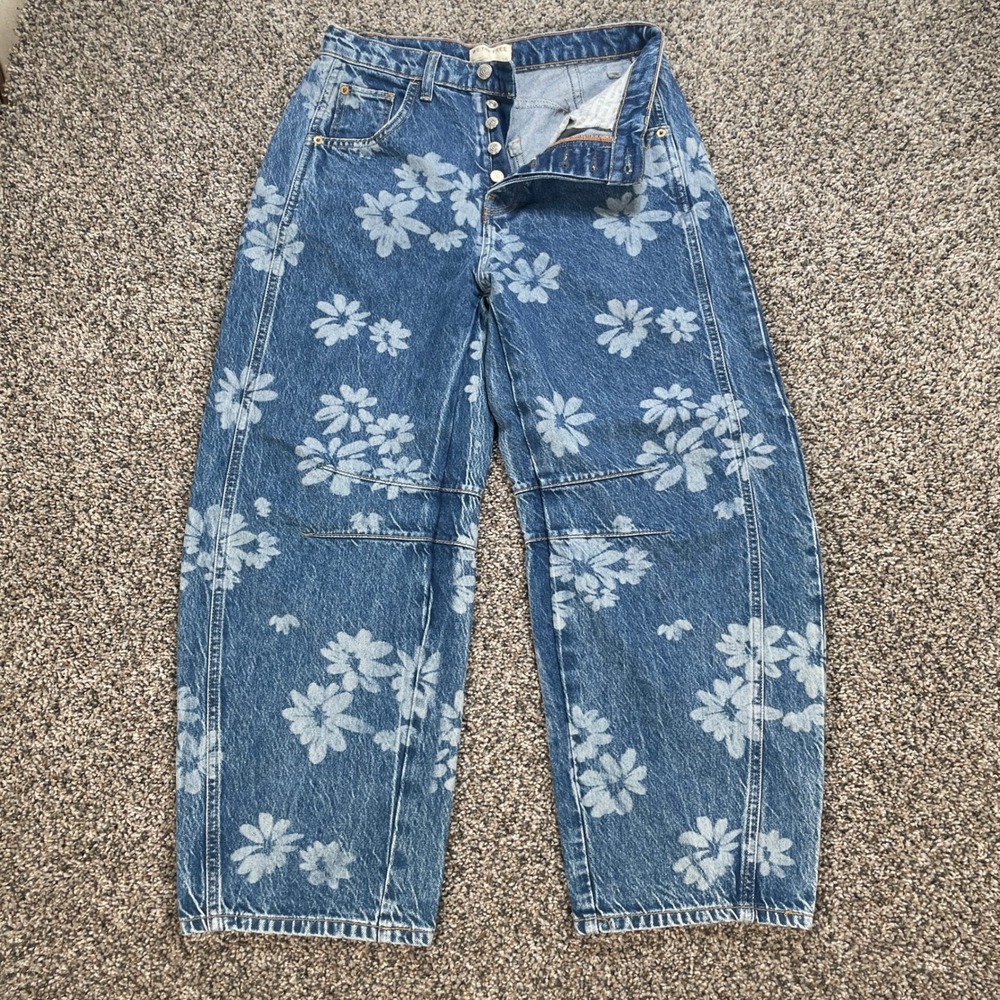 We The Free Free People Good Luck Women's 29 Barrel Mid Rise Wide Leg Jeans - Picture 2 of 11